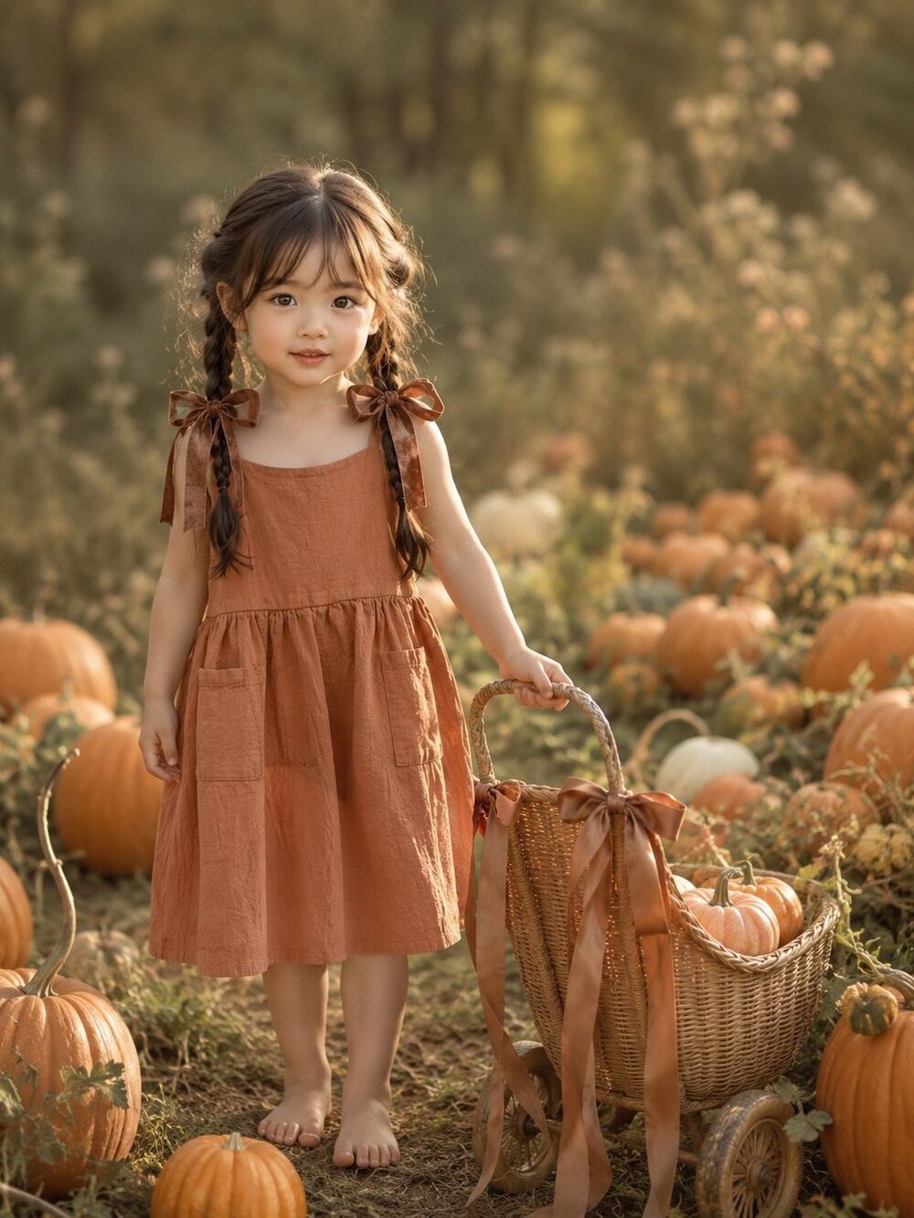 Pumpkin Spice Muslin Linen Minimalist Apron Dress 5/6